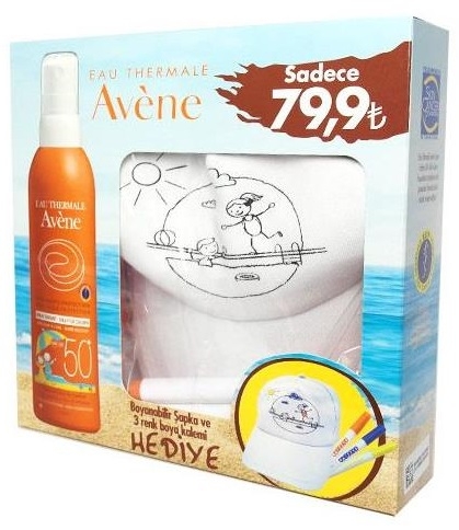 Avene Spray For Children SPF Plus Set Çocuklar İçin Yüksek Koruyuculu Güneş Spreyi Şapka li